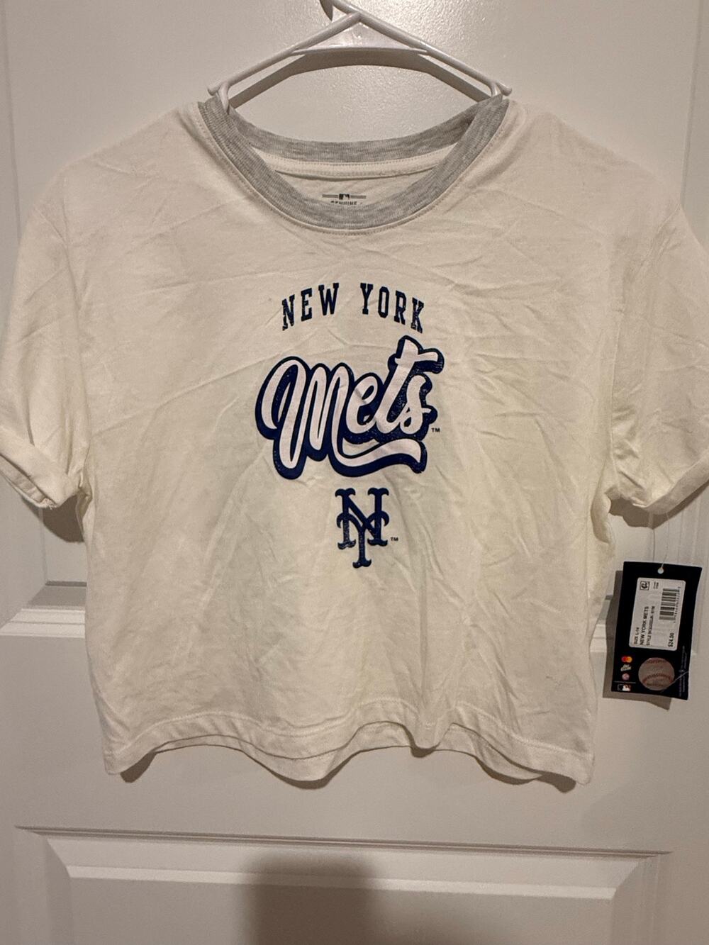 NWT New York Mets Girls Crop T-Shirt Size L 14 MLB Genuine Merchandise